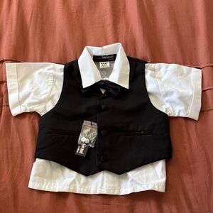 Kids Formal Black and White Vest Set